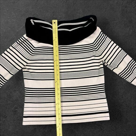 CYRUS Off The Shoulder Sweater Womens L Pink Black Trim Business Casual Pullover - Picture 8 of 13